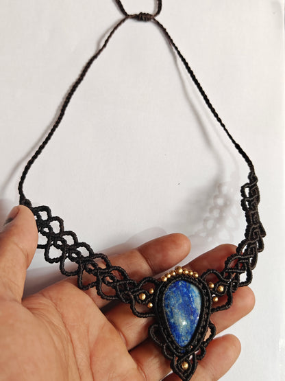 Macrame Wire Wrapped Brass Pendant | Handmade