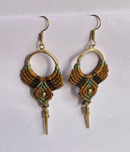 Dangle Earrings 1.5–2 Inch | Golden Brass, Mixed Threads