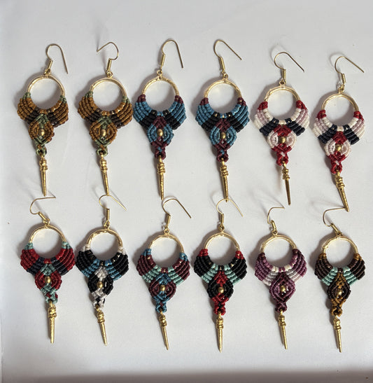 2025 Trendy Handmade Dangle Pair Earrings Size 1.5-2 Inch Golden Color Brass Earrings Mixed Color Threads Earring For Women Girl's (Copy)