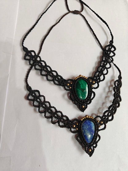 Macrame Wire Wrapped Brass Pendant | Handmade