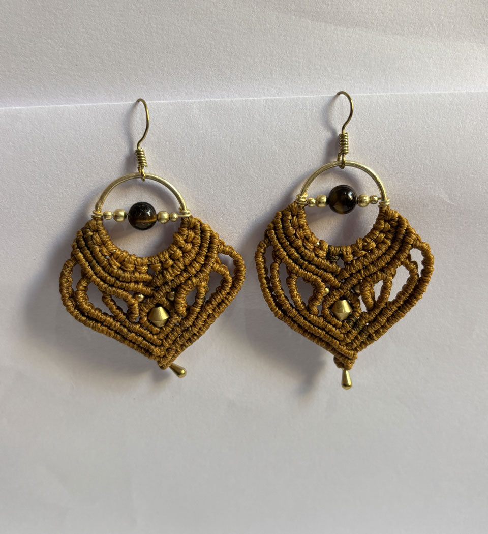 Handmade Macrame Dangle Earrings in Mixed Colors