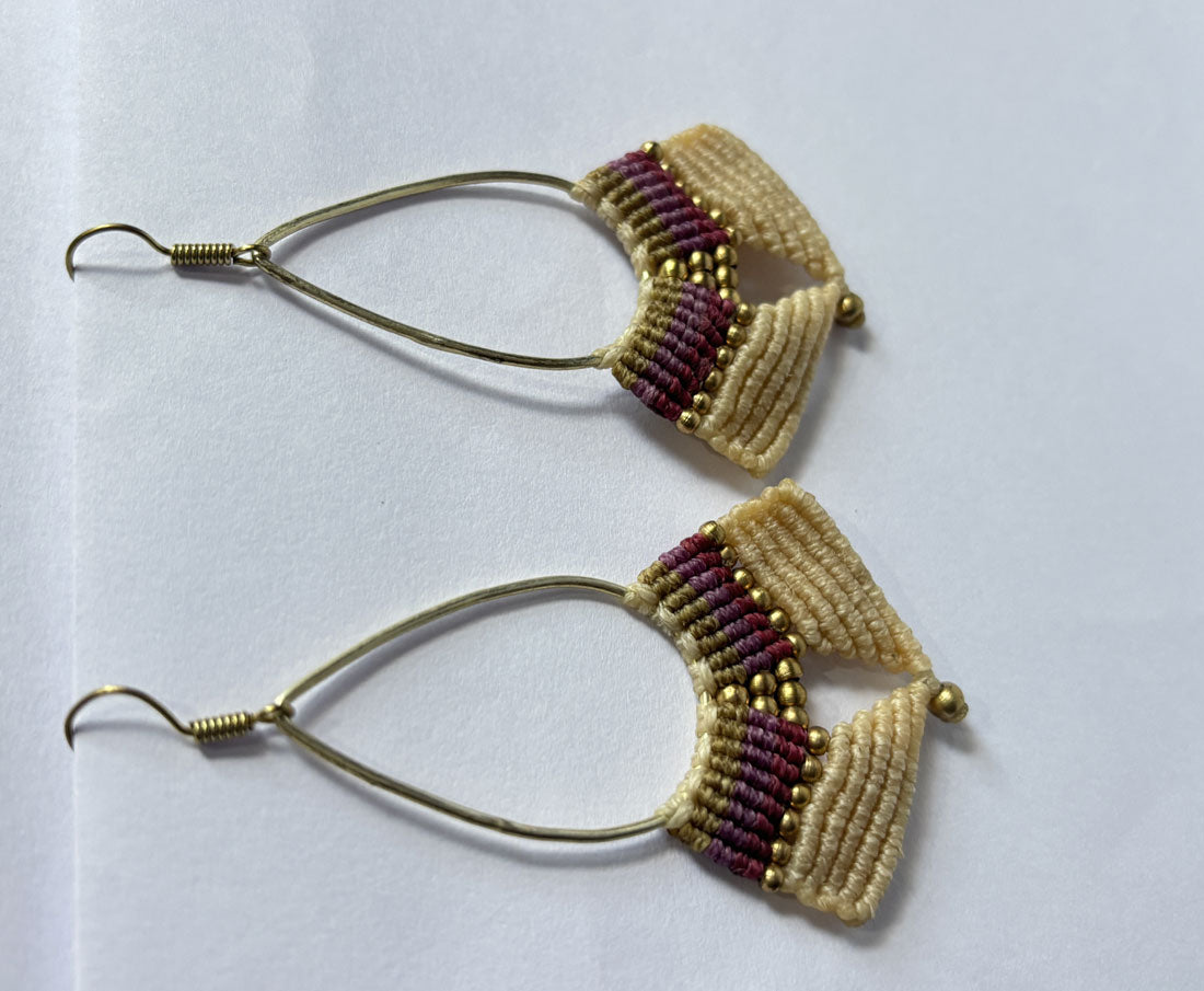 Handmade Macrame Dangle Earrings in Mixed Colors