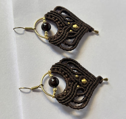 Handmade Macrame Dangle Earrings in Mixed Colors