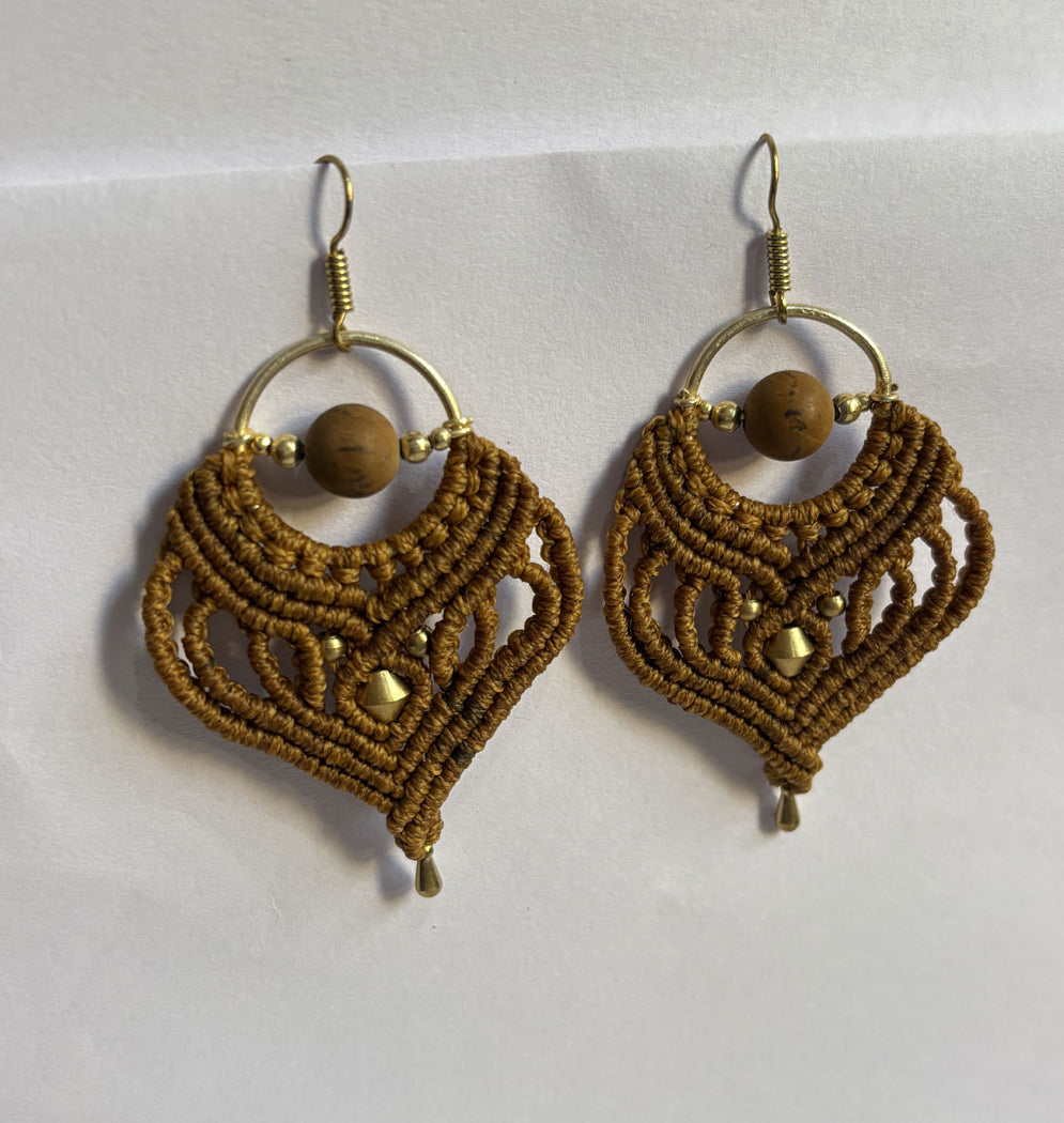 Golden Brass Dangle Earrings 1.5–2 Inch | Handmade