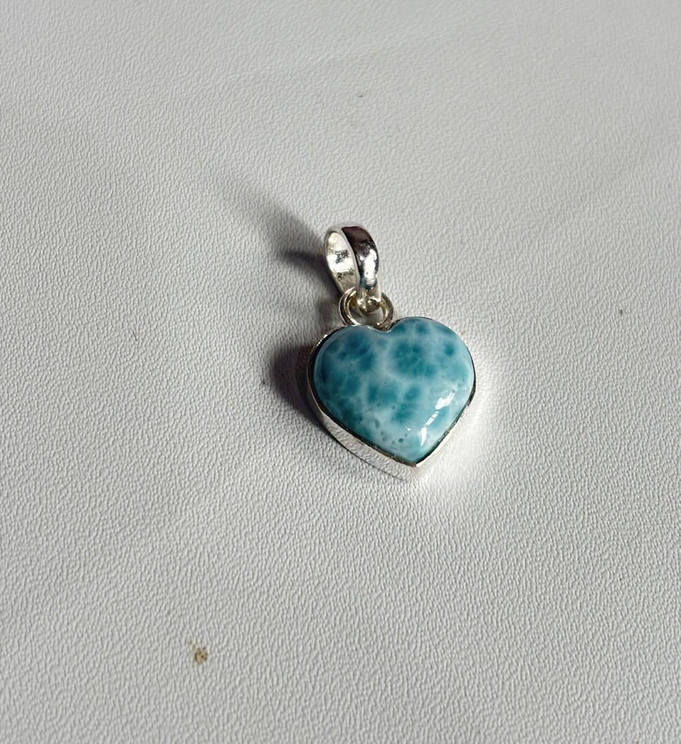 Awesome Handmade 15MM Heart Shape Larimar Stone Pendant Bezel Setting 925 Sterling Silver Pendant Anniversary Gift for Wife For Her