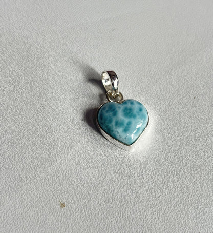 Awesome Handmade 15MM Heart Shape Larimar Stone Pendant Bezel Setting 925 Sterling Silver Pendant Anniversary Gift for Wife For Her