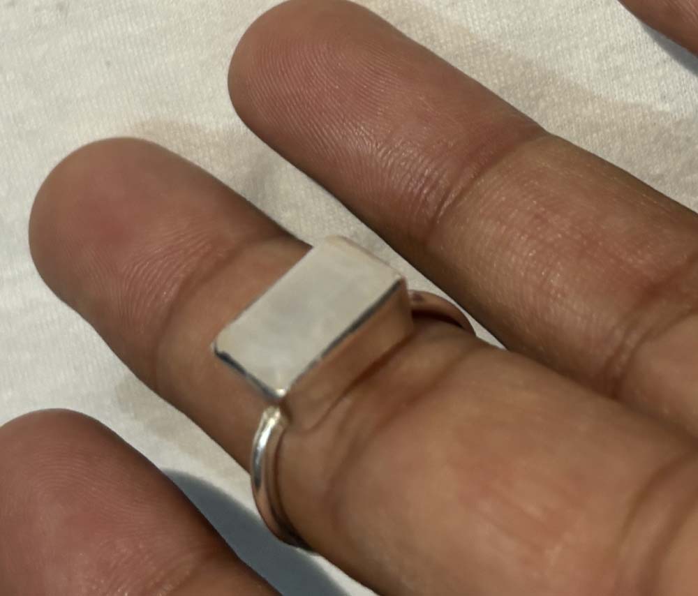 Crafted By Hand Sterling Silver Rectangle Shape Rainbow Moonstone 8X12MM Ring Bezel Setting Women Vintage Ring Gift For Her Jewelry