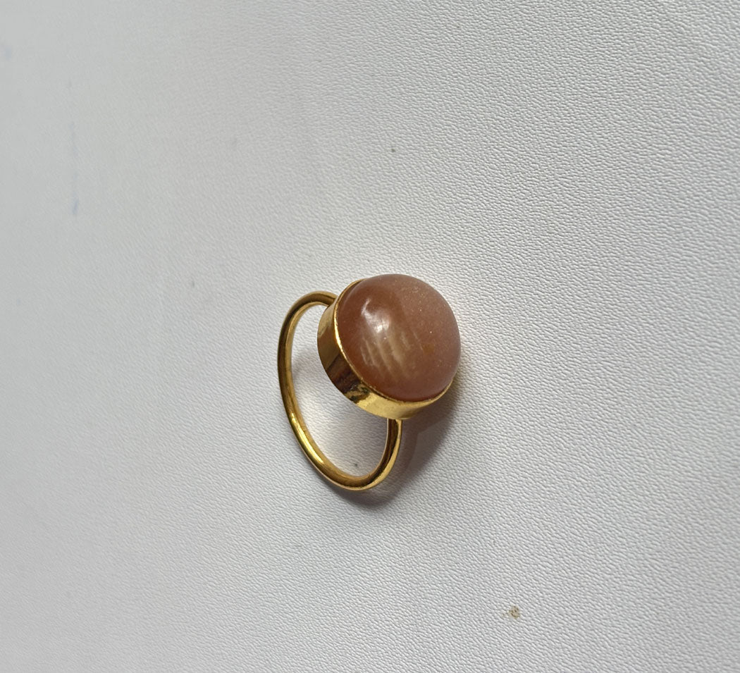 Handmade 925 Sterling Silver Adjustable Rings 12MM Oval Shape Peach Moonstone Gemstone Ring Bezel Setting Ring For Anniversary Gift Ring