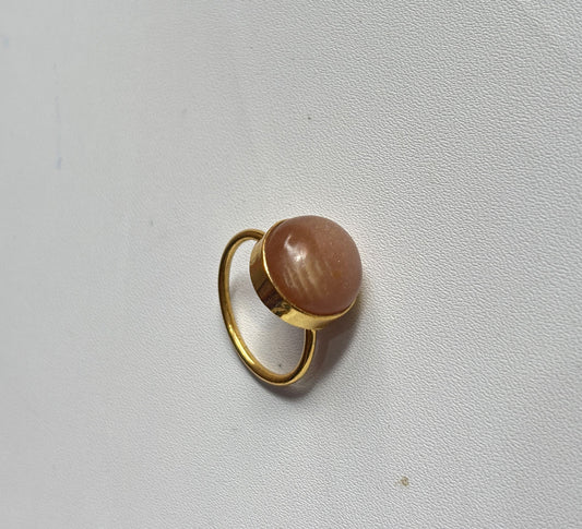 Handmade 925 Sterling Silver Adjustable Rings 12MM Oval Shape Peach Moonstone Gemstone Ring Bezel Setting Ring For Anniversary Gift Ring