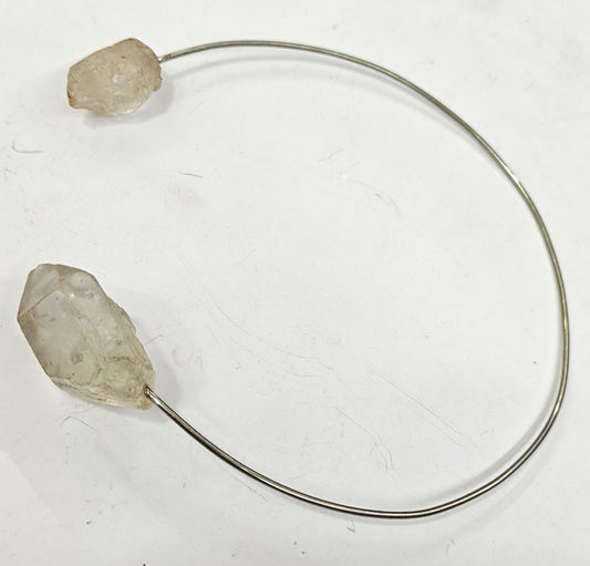 925 Sterling Silver Adjustable Bangles Free size Raw Shape Crystal Raw Gemstone Bangle Bezel Set For Happy Birthday Gift's For Her Bangles