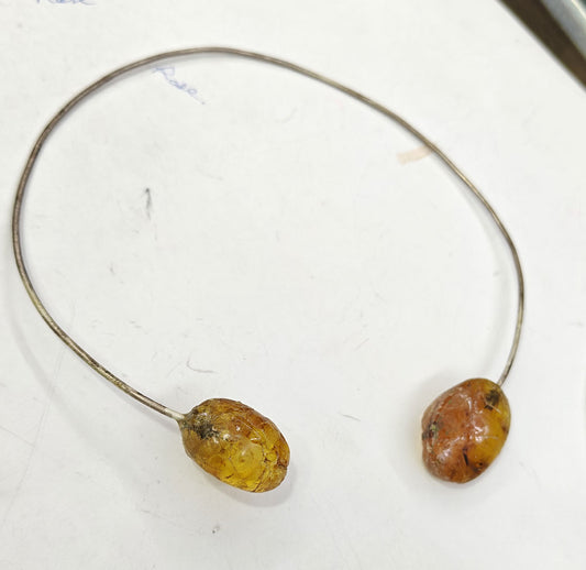 925 Sterling Silver Adjustable Bangles Free size Raw Shape natural Poland Amber Gemstone Bangle Bezel Set For Happy Birthday Gift's For Her Bangles