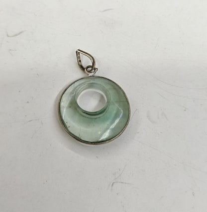 Handmade 20MM Round Doughnut Green Jade stone Gemstone Pendant Bezel Setting 925 Sterling Silver Pendant Anniversary Gift for Wife For Her