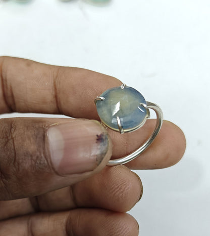 Handmade 925 Sterling Silver Rings 12MM Round Shape Sapphire Gemstone Ring Prong Setting Ring For Anniversary Gift Ring (Copy)