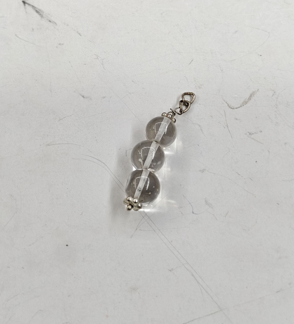 Handmade Stone Size 8mm Round Shape Triple Crystal Natural Pendant Gemstone Pendant Drilled Setting 925 Sterling Silver Pendant Anniversary Gift for Wife For Her