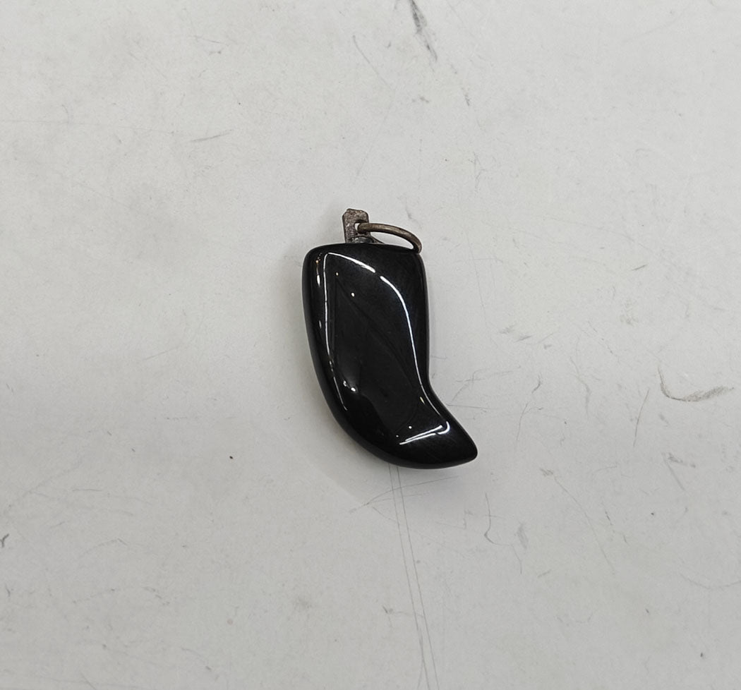 Handmade Stone Size 15To20MM Horn Shape Black Obsidian Natural Pendant Gemstone Pendant Drilled Setting 925 Sterling Silver Pendant Anniversary Gift for Wife For Her