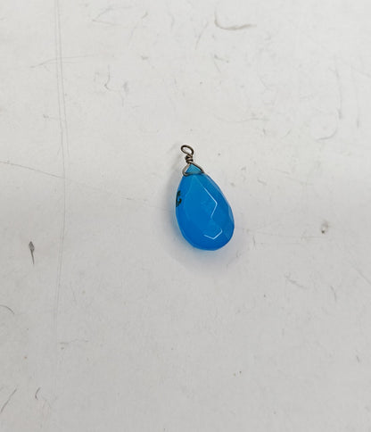 Handmade Stone Size 10To12MM Drop Shape Blue Chalcedony Natural Pendant Gemstone Pendant Drilled Setting 925 Sterling Silver Pendant Anniversary Gift for Wife For Her