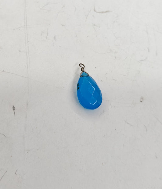 Handmade Stone Size 10To12MM Drop Shape Blue Chalcedony Natural Pendant Gemstone Pendant Drilled Setting 925 Sterling Silver Pendant Anniversary Gift for Wife For Her