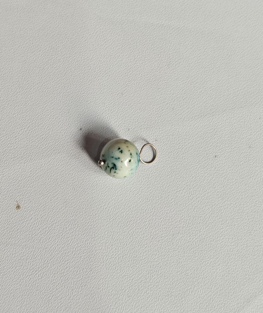 Stone 8MM Approx Round Shape Howlite Gemstone Pendant Drilled Setting Handmade 925 Sterling Silver Pendant For Happy Birthday Gift Pendant