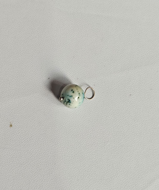 Stone 8MM Approx Round Shape Howlite Gemstone Pendant Drilled Setting Handmade 925 Sterling Silver Pendant For Happy Birthday Gift Pendant