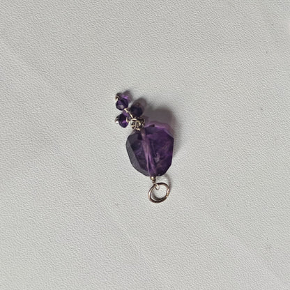 Stone 10MM Approx Uneven Shape Amethyst Gemstone Pendant Drilled Setting Handmade 925 Sterling Silver Pendant For Happy Birthday Gift Pendant
