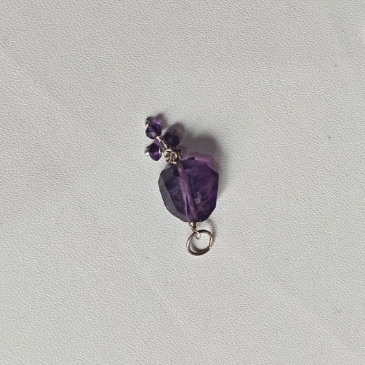 Stone 10MM Approx Uneven Shape Amethyst Gemstone Pendant Drilled Setting Handmade 925 Sterling Silver Pendant For Happy Birthday Gift Pendant