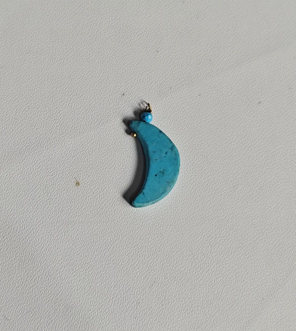 Stone 8MM Approx Half Moon Shape Tibetan Turquoise Gemstone Pendant Drilled Setting Handmade 925 Sterling Silver Pendant For Happy Birthday Gift Pendant