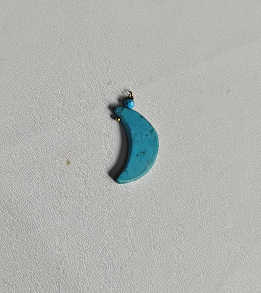 Stone 8MM Approx Half Moon Shape Tibetan Turquoise Gemstone Pendant Drilled Setting Handmade 925 Sterling Silver Pendant For Happy Birthday Gift Pendant