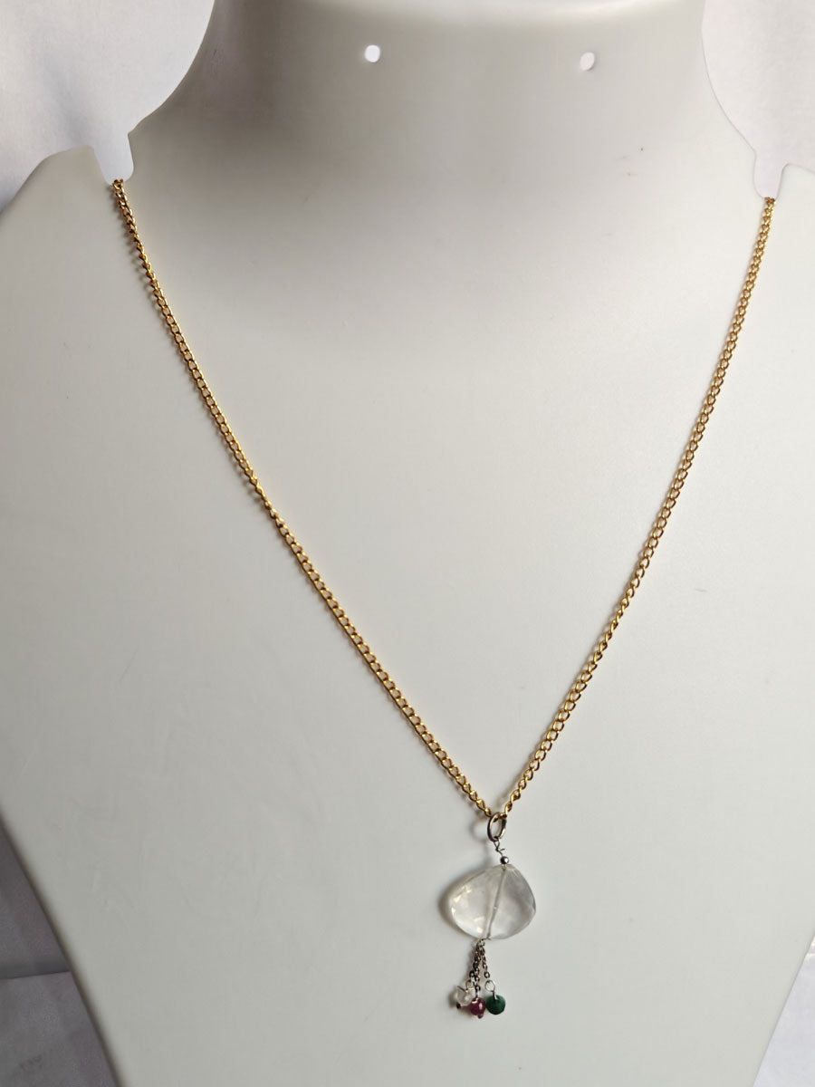 925 Sterling Silver Gold Plated Necklace 10MM Heart Shape Rose Cristal Cut Gemstone Drilled Set Necklace Anniversary Gift For Women Necklace