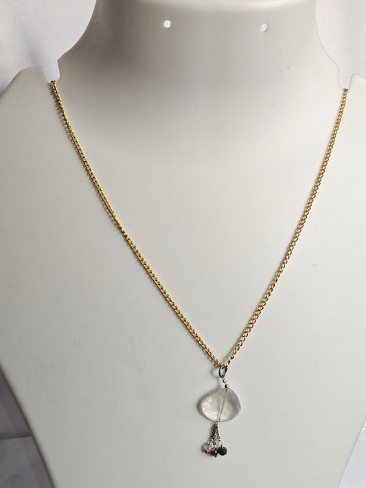 925 Sterling Silver Gold Plated Necklace 10MM Heart Shape Rose Cristal Cut Gemstone Drilled Set Necklace Anniversary Gift For Women Necklace