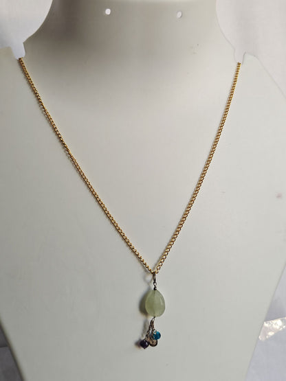 925 Sterling Silver Gold Plated Necklace 10MM Oval Shape Prehnite Cut Gemstone Drilled Set Necklace Anniversary Gift For Women Necklace
