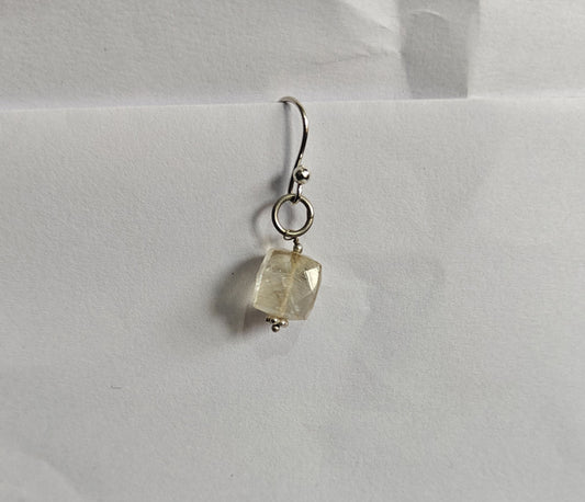 Handmade 925 Sterling Silver Dangle Pair Earrings 10MM Lemon Quartz Cut Gemstone Earring Drilled Set For Women or Girls Jewelry