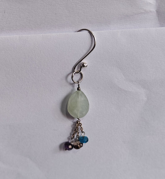 Handmade 925 Sterling Silver Dangle Pair Earrings Pear 10MM Prehnite Cut Gemstone Earring Drilled Set For Women or Girls Jewelry