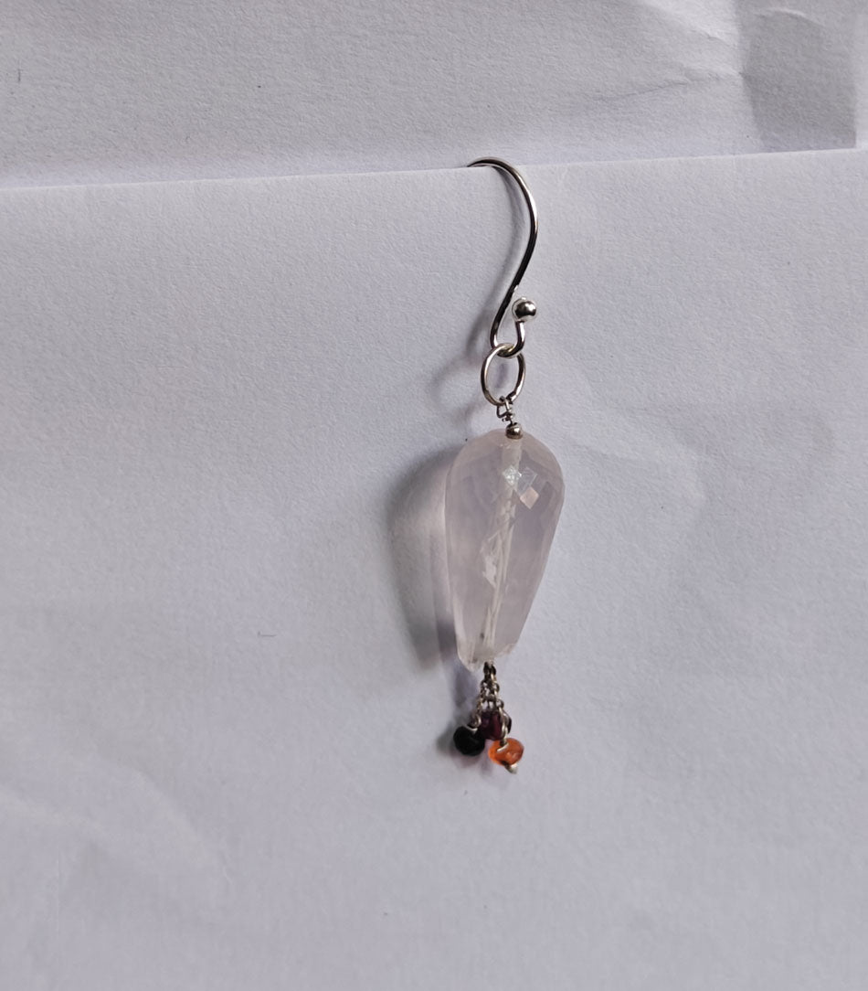 Handmade 925 Sterling Silver Dangle Pair Earrings Round 10MM Rose Quartz Cut Gemstone Earring Drilled Set For Women or Girls Jewelry