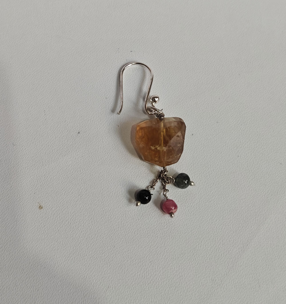 925 Sterling Silver Dangle Pair Earrings Round 10MM Citrine Gemstone Earring Drilled Set For Women or Girls Jewelry