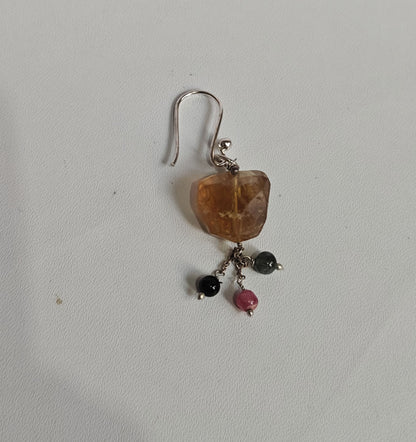 925 Sterling Silver Dangle Pair Earrings Round 10MM Citrine Gemstone Earring Drilled Set For Women or Girls Jewelry