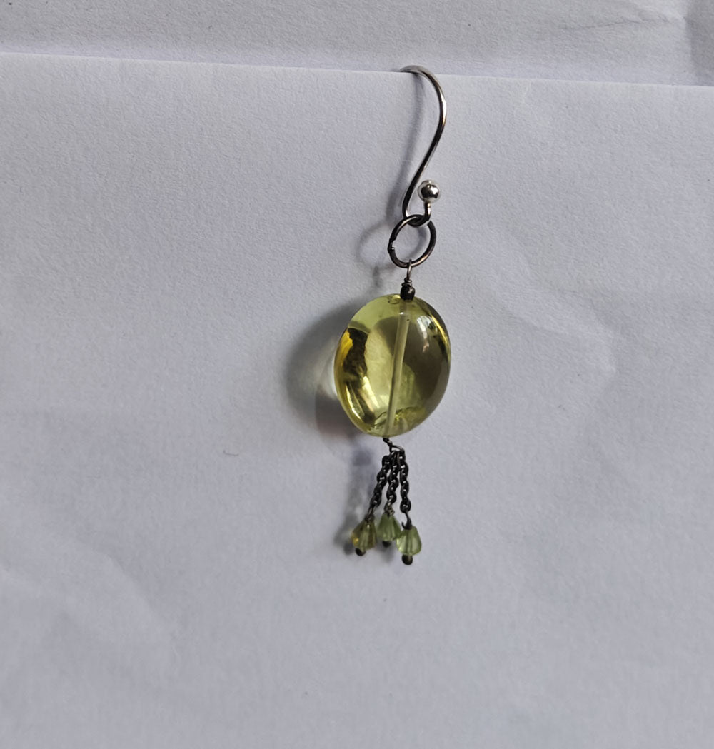 925 Sterling Silver Dangle Pair Earrings Oval 10MM Citrine Gemstone Earring Drilled Set For Women or Girl's Jewelry