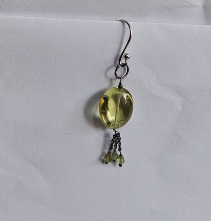 925 Sterling Silver Dangle Pair Earrings Oval 10MM Citrine Gemstone Earring Drilled Set For Women or Girl's Jewelry