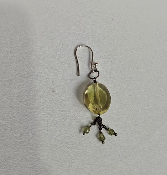 925 Sterling Silver Dangle Pair Earrings Oval 10MM Citrine Gemstone Earring Drilled Set For Women or Girl's Jewelry