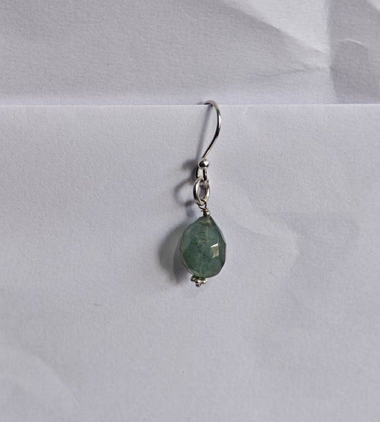 Handmade 925 Sterling Silver Dangle Pair Earrings Drop Shape 8MM Aquamarine Gemstone Earring Drilled Set For Women or Girl's Jewelry