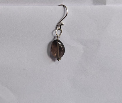 Handmade 925 Sterling Silver Dangle Pair Earrings Round Shape 8MM Smoky Quartz Beads Gemstone Earring Drilled Set For Women or Girl's Jewelry