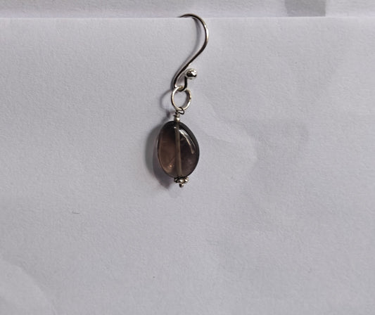 Handmade 925 Sterling Silver Dangle Pair Earrings Round Shape 8MM Smoky Quartz Beads Gemstone Earring Drilled Set For Women or Girl's Jewelry