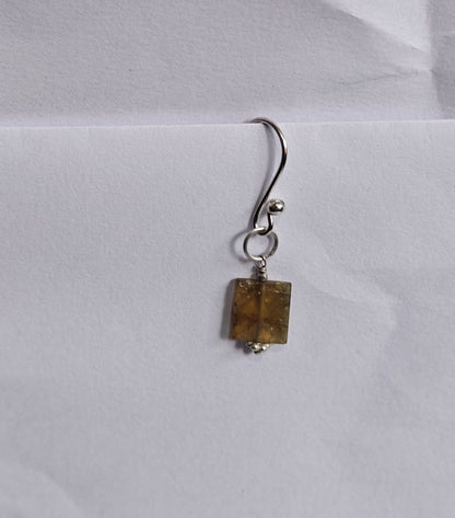 Handmade 925 Sterling Silver Dangle Pair Earrings Heart Shape 8MM Citrine Natural Cut Beads Gemstone Earring Drilled Set For Women or Girl's Jewelry