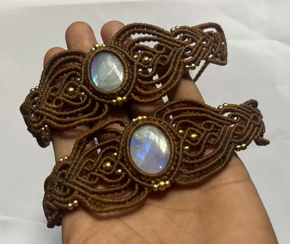 Adjustable Labradorite Macrame Bracelet | Handmade