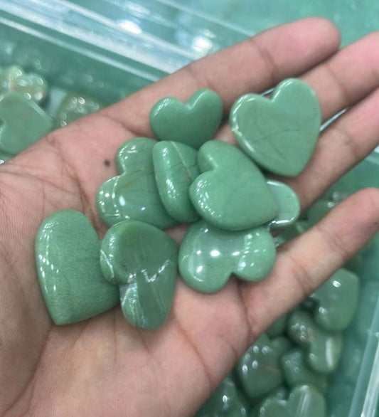 Handmade Carving Gemstone Heart Shape 15To20MM Green Aventurine Carving Stone For Used Making Jewelry