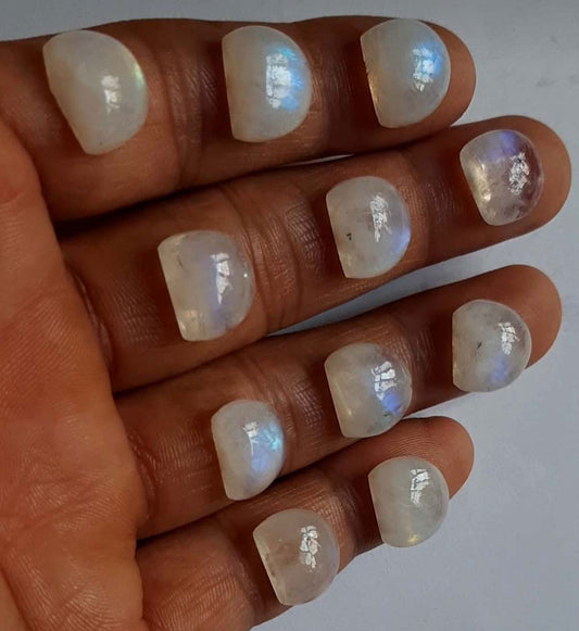 Handmade Carving Gemstone D Shape 15MM Rainbow Moonstone Natural Carving Stone For Used Making Jewelry