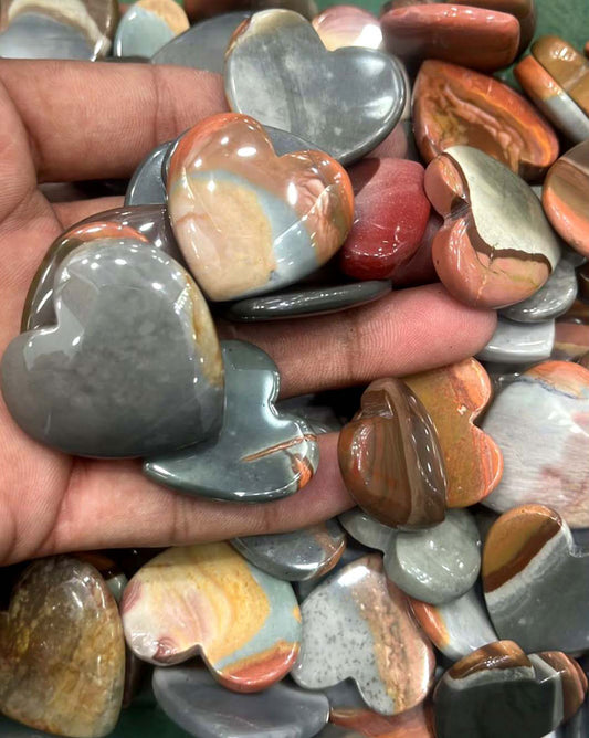 Handmade Carving Gemstone Heart Shape 25To30MM Imperial Jasper Natural Carving Stone For Used Making Jewelry