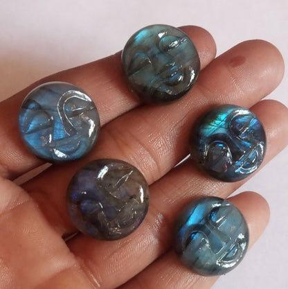 Rainbow Moonstone Full Moon Face Gemstone Carving