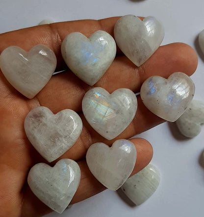 Heart Shape Rainbow Moonstone Loose Gemstone