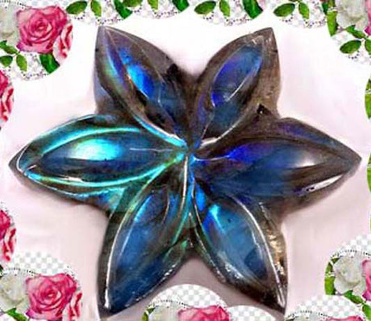 Handmade Carving Gemstone Lotus Flower Shape 15MM Labradorite Natural Carving Stone For Used Making Jewelry