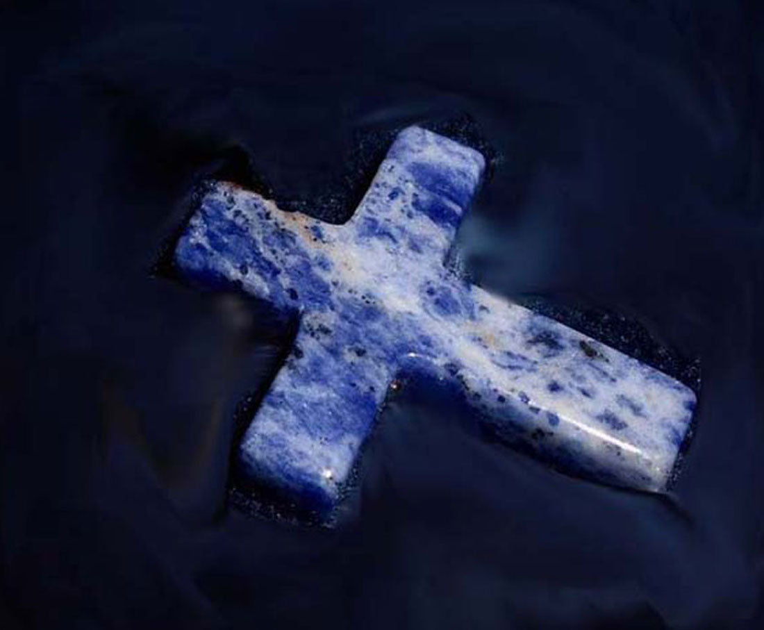 Handmade Carving Gemstone Cross Shape 15To20MM Sodalite Natural Carving Stone For Used Making Jewelry